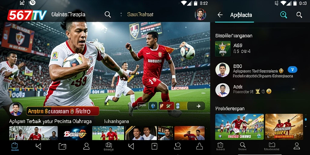 Screenshot gameplay 567TV menunjukkan siaran langsung pertandingan olahraga.