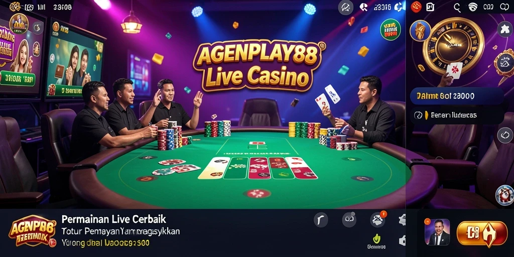 Screenshot AGENPLAY88 menampilkan dealer dalam permainan Live Casino yang menegangkan.