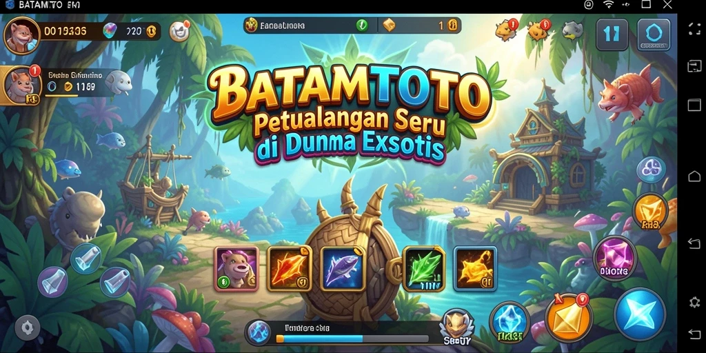 Screenshot utama menunjukkan gameplay seru BATAMTOTO di alam eksotis.