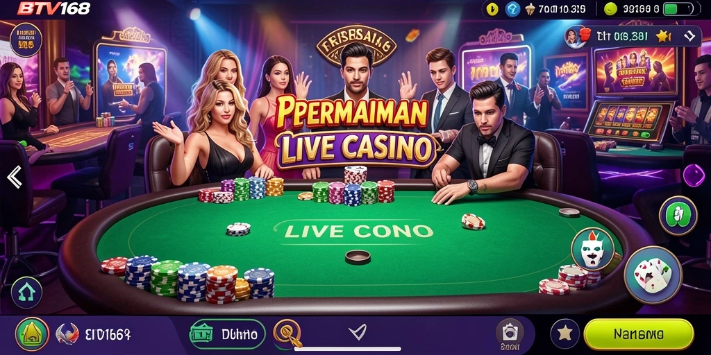 Screenshot BTV168 menampilkan dealer langsung dalam permainan seru Live Casino.