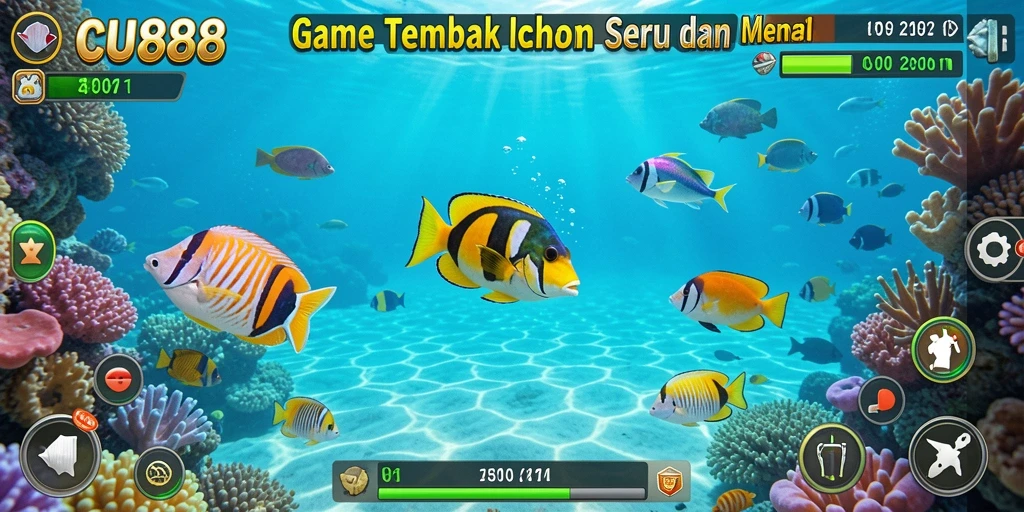 Tampilan gameplay seru di CU888 saat menembak ikan.