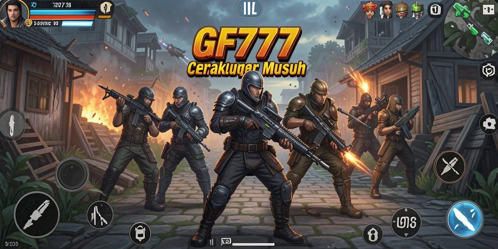 Screenshot gameplay strategis GF777 dengan tampilan pertempuran.