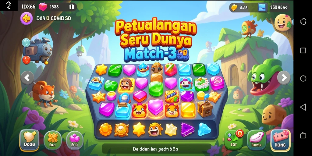 Screenshot gameplay seru IDX66 menampilkan keseruan mencocokkan elemen.