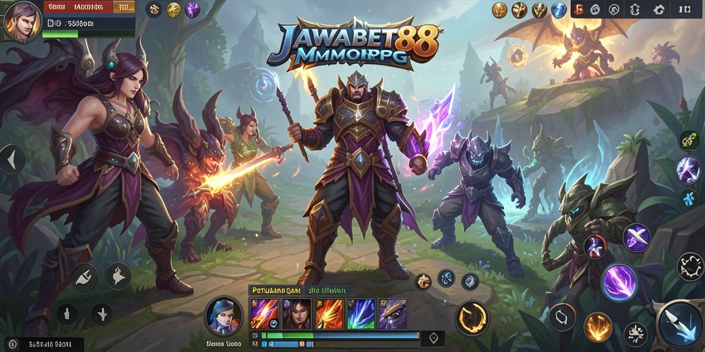 Tangkapan layar gameplay <strong>JAWABET88</strong> menampilkan aksi pertempuran seru di dunia MMORPG.