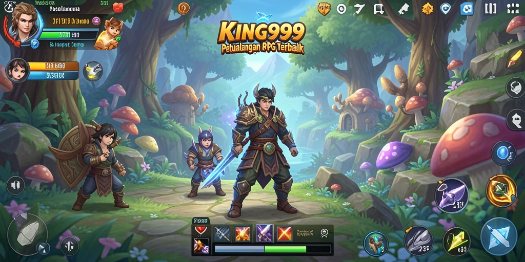 Gameplay RPG KING999 dengan dunia yang menawan dan karakter unik.