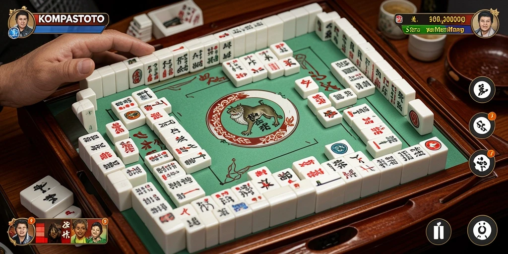 Tampilan menarik dari gameplay KOMPASTOTO saat bermain Mahjong.