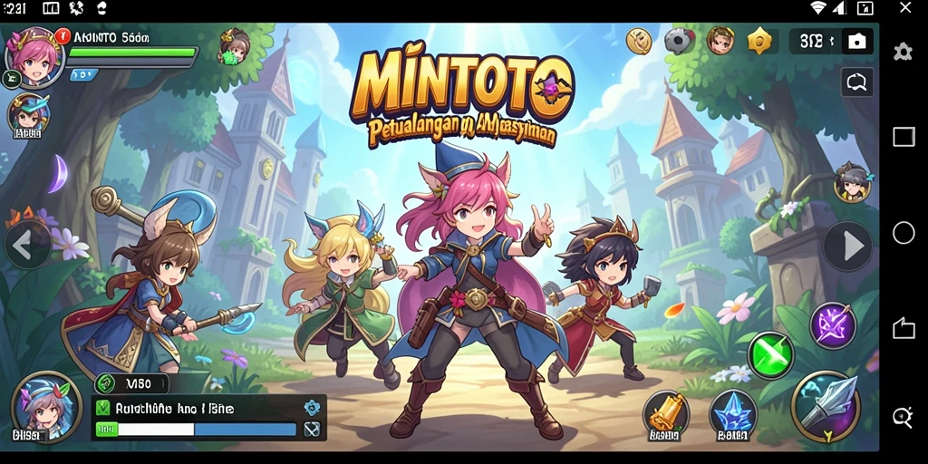 Screenshot MINTOTO menampilkan pertarungan karakter Anime yang dinamis.