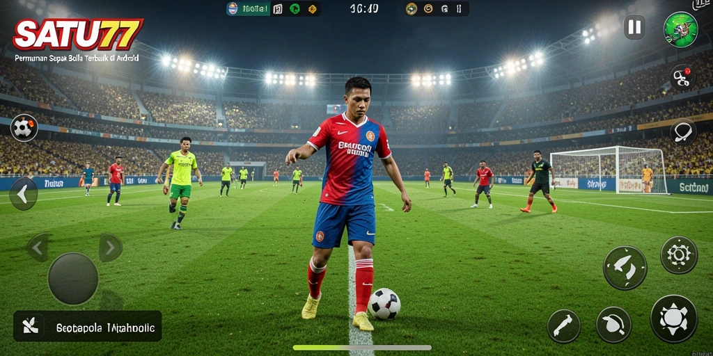 Tampilan menarik dari gameplay di SATU77 yang penuh aksi sepak bola.