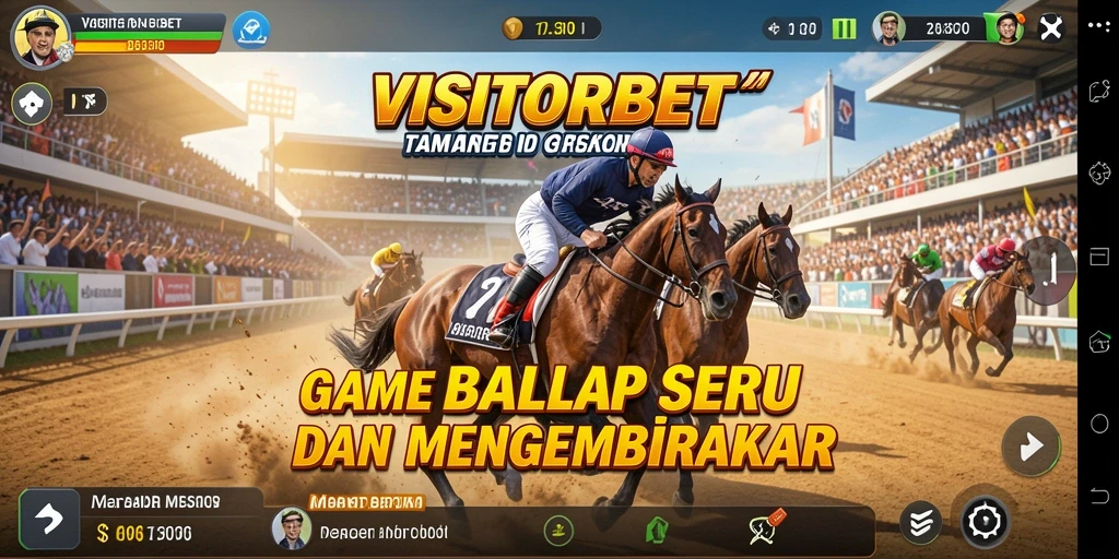 Tampilan gameplay VISITORBET yang menarik dan mendebarkan saat balapan.