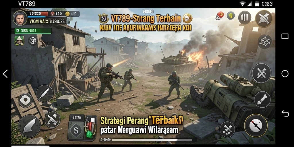 Screenshot gameplay VT789 yang menunjukkan strategi pertempuran yang intens.